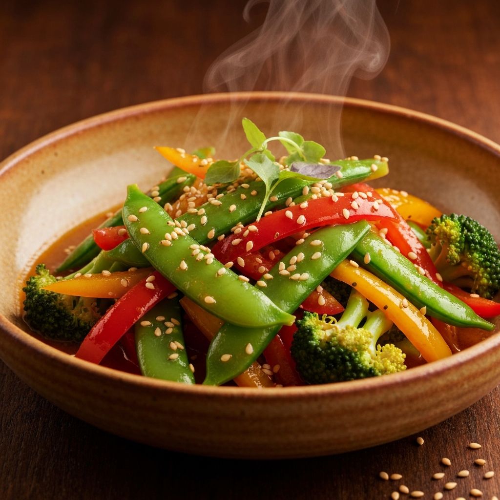 Vibrant Thai vegetarian tofu stir-fry with colourful vegetables in a ceramic bowl
